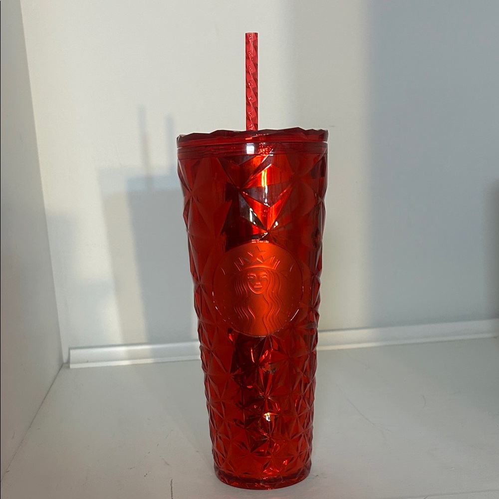 Starbucks Ruby Red Textured Tumbler with Straw
